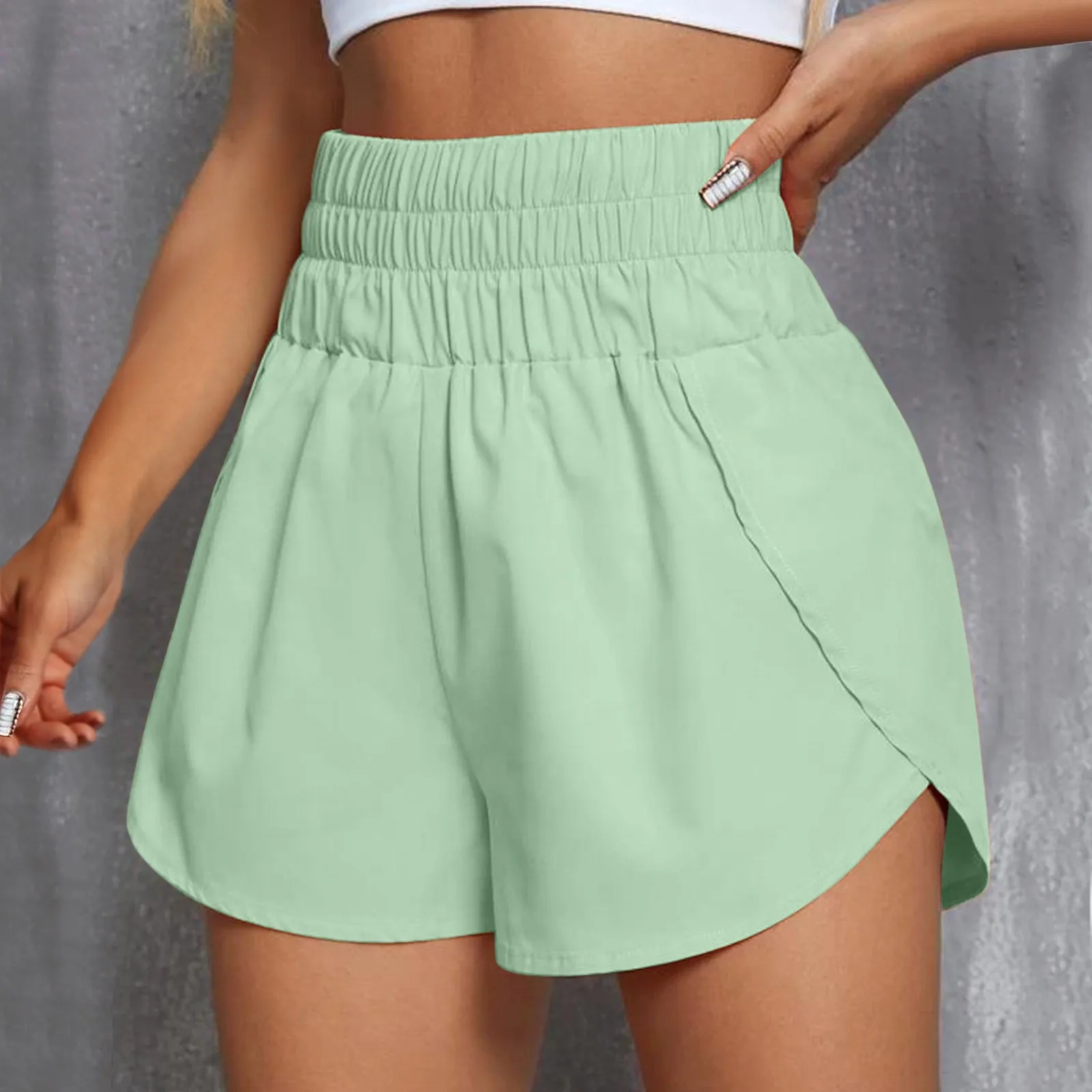 Women Summer Fashion Sports Loose Yoga Shorts Elastic Waist Casual Solid Color Female Comfortable Short Pants fashion