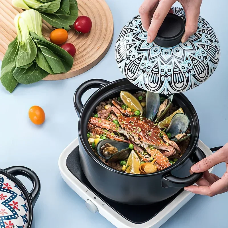 Ceramic Casserole Soup Stew Pot Saucepan Induction Cooker Korean Style Pan Gas Cookware Cooker Home Kitchen Supplies Cooking Pan