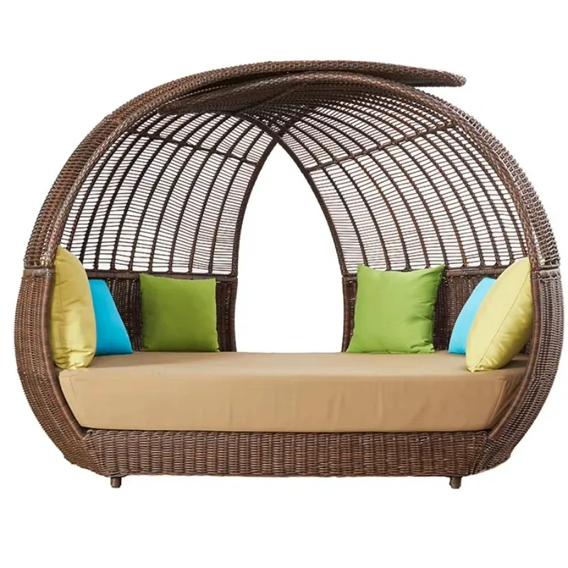 

Patio Conversation Waterproof Garden Wicker Chaise Rattan Outdoor Bed Furniture Round Daybed