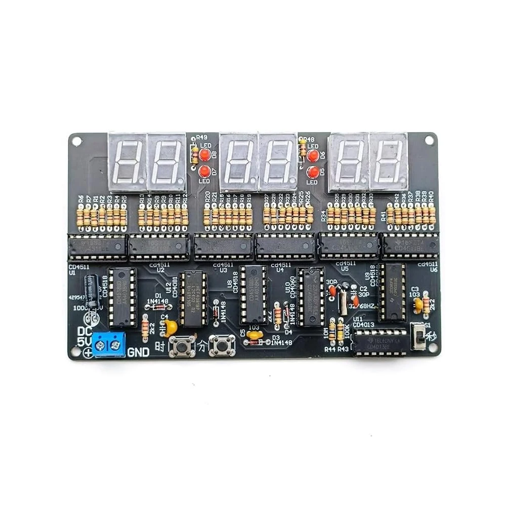DC 4.5V-5.5V 6-bit digital circuit clock kit, electronic clock teaching and practical training, welding and DIY parts production