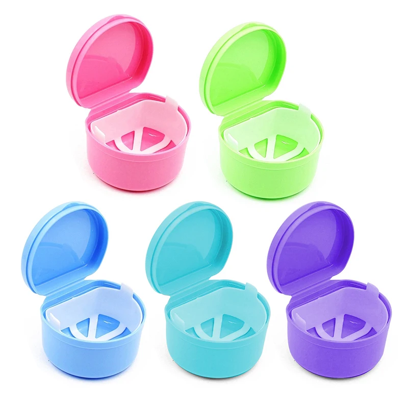 Orthodontic Retainer Denture Storage Case Box Mouthguard Container Tray random color