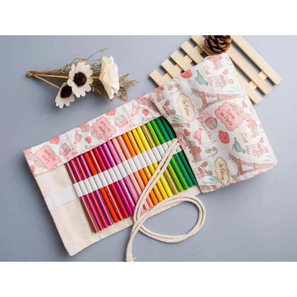 Bolsa de lápices de lona con 36 agujeros, estuche para bolígrafos, almacenamiento de pinceles de pintura