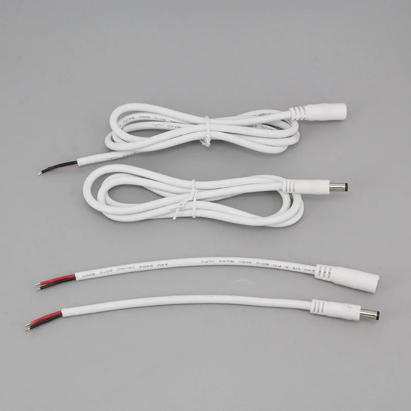 18awg 7A white 0.2m/1m DC Male Female Power Supply extension Cable 5.5x2.1mm Connector cord Copper Wire For LED Strip light p1