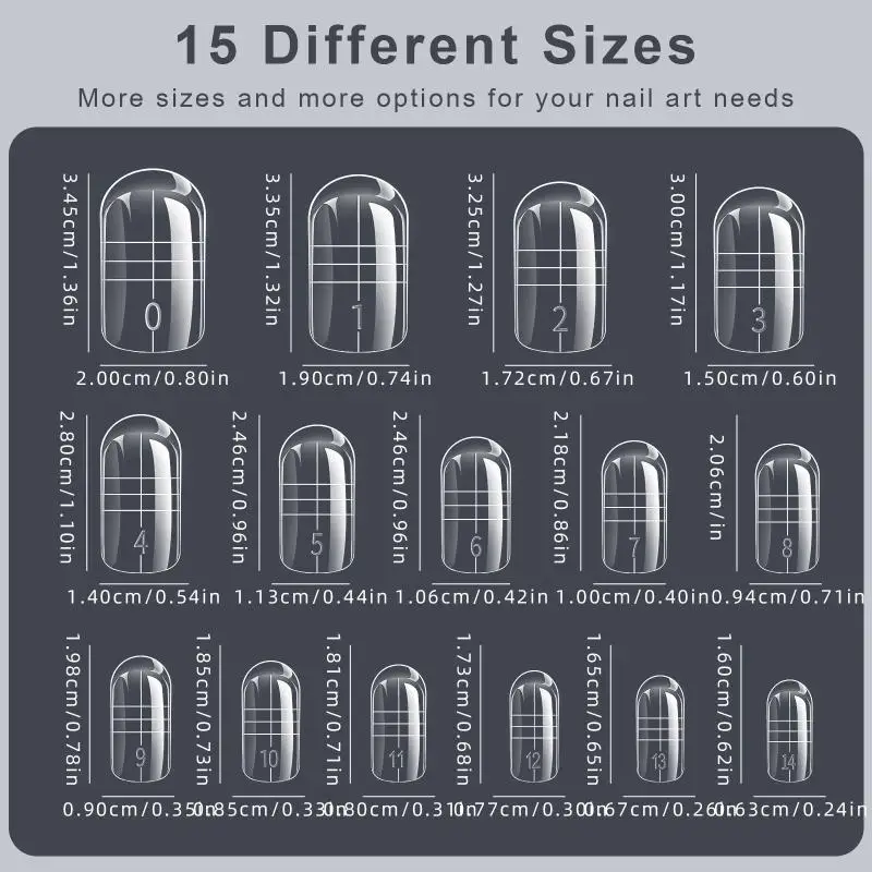 แม่พิมพ์เล็บเท้า 150 ชิ้น/กล่อง ขนาด 15  ทำจากโพลีเอทิลีนเจล สำหรับต่อเล็บเท้าแบบเต็มเล็บ ใช้ซ้ำได้ สำหรับเล็บอะคริลิค