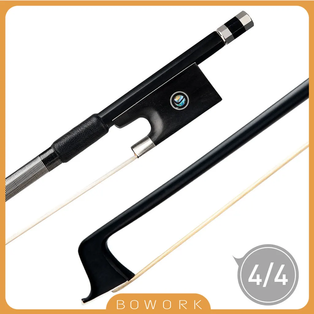 

4/4 Size Carbon Fiber Fiddle Bow W/ Ebony Frog Paris Eye &White Horsehair Violin Parts Accessories &Bow Hair Straight Comb Tool