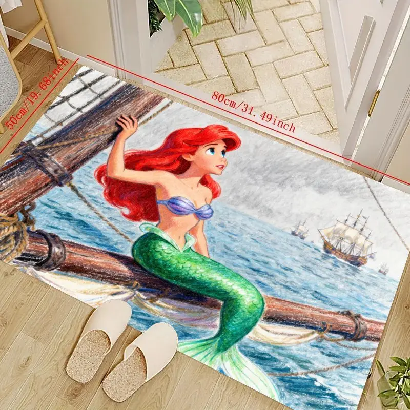 

1 шт. милый мультяшный коврик принцессы Русалочки Ариэль, 50x80 см/19,68x31,49 дюйма, мягкий нескользящий впитывающий коврик с персонажем аниме