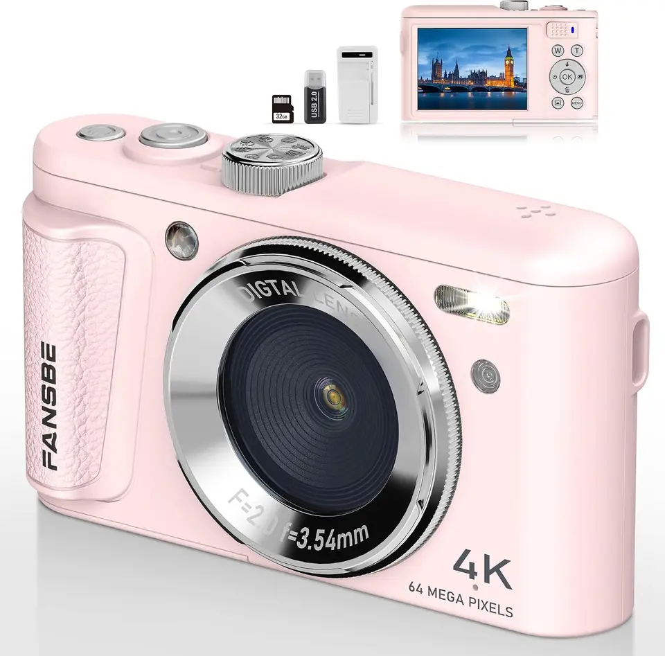4K Vlogging Camera with Flip Screen and Wide Angle Lenses