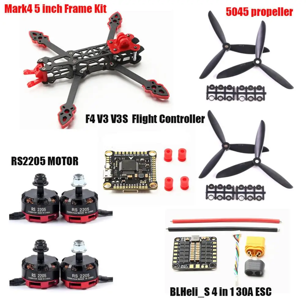 

Mark4 Hd Dji 5inch Fpv Carbon Fiber Frame 224mm Wheelbase Brushless Rs2205 Motor F4 V3s Flight Controller 30A Esc