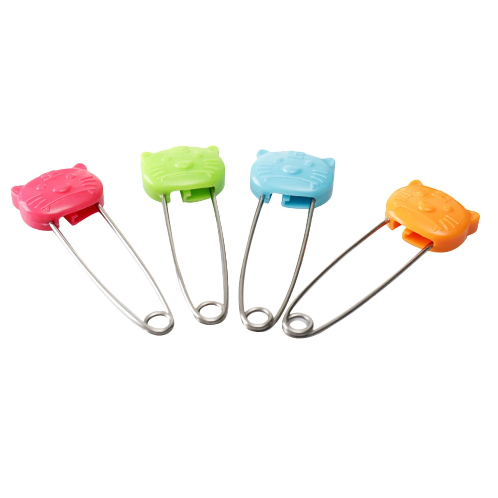 

4 Pcs Baby Pins Newborn Nappies Safety for Children Clothes Brooch Aldult Decorative Abs Cartoon Kids