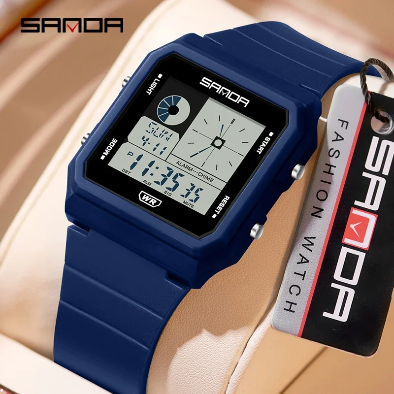 SANDA New Fashion Electronic Watch Multifunction Alarm Clock Luminous Calendar Waterproof Sports Casual Student Digital Watches