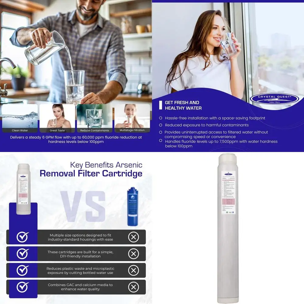 

Высокоэффективный картридж для фильтрации воды от арсеника - Простая установка, поток 3 галлона в минуту, улучшает качество воды для дома и офиса - 2-7/