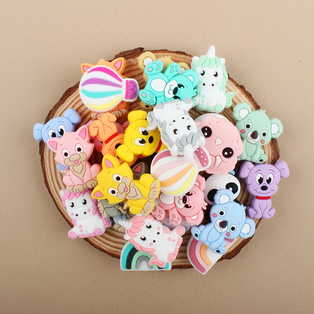 5/20/50pcs Cartoon Animals Silicone Beads For Jewelry Making Necklace Lovely Mini Hapiship DIY Beads to Make Bracelets Keychain