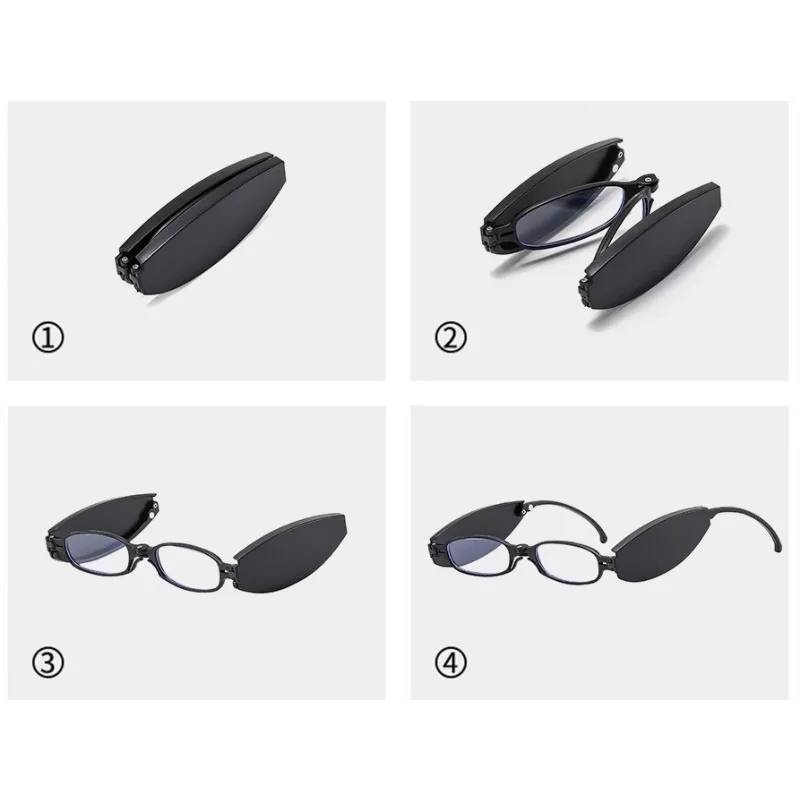 Anti-Blaulicht-Klapp-Lesebrille für Damen und Herren, Legierung, blaues Licht blockierende Brillen mit Hüllen +1,0 bis +4,0 – Detail 3