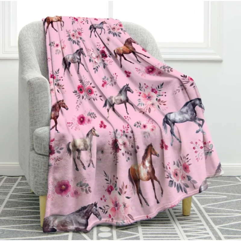 

Подарочное одеяло в форме лошади на день рождения, День матери, рождественское одеяло с цветочным принтом животных для детей и взрослых