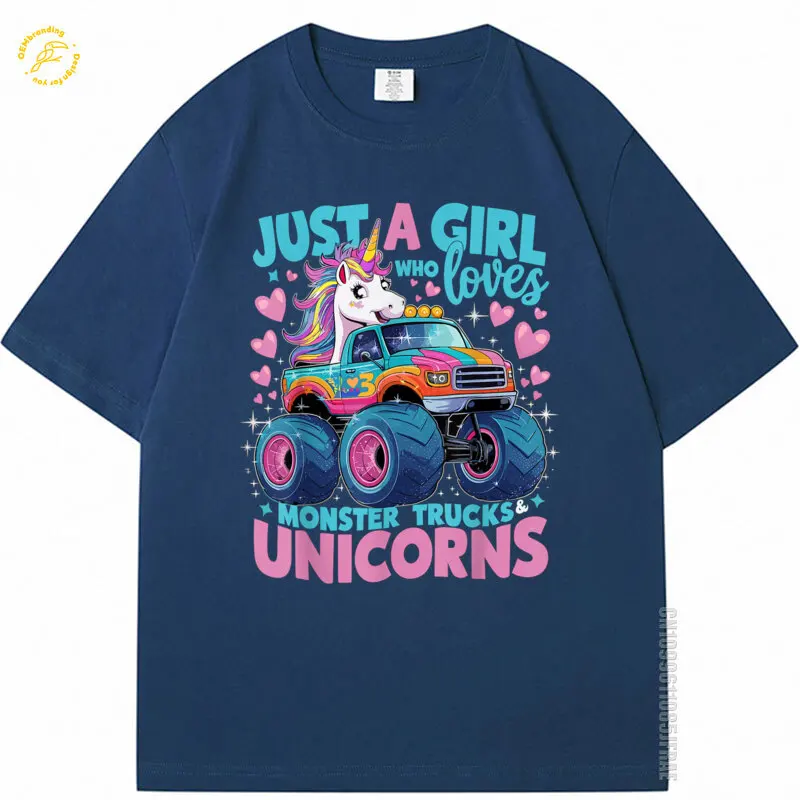

Shirts Just A Girl Who Loves Monster Trucks And Unicorns T-Shirt Men's Clothing Graphic Tee T Shirt Uomo Short Sleeve Tshirt