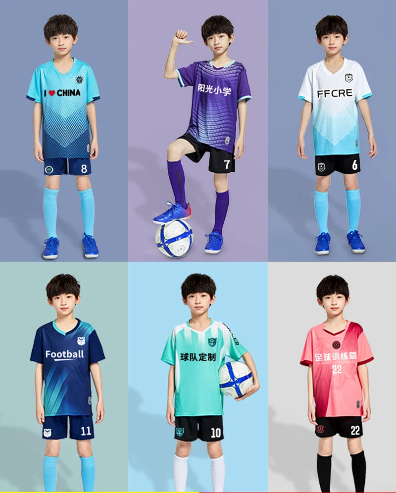 Children Football Jerseys shorts Boys Girls Soccer Clothes Set Short Sleeve Football Uniforms  Kids Soccer Tracksuit Jersey