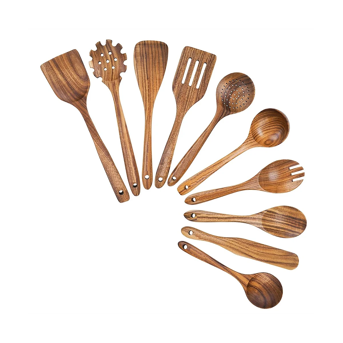 

Wooden Cooking Utensils, Kitchen Utensils Set with Holder Teak Wood Spoons and Wooden Spatula for Cooking