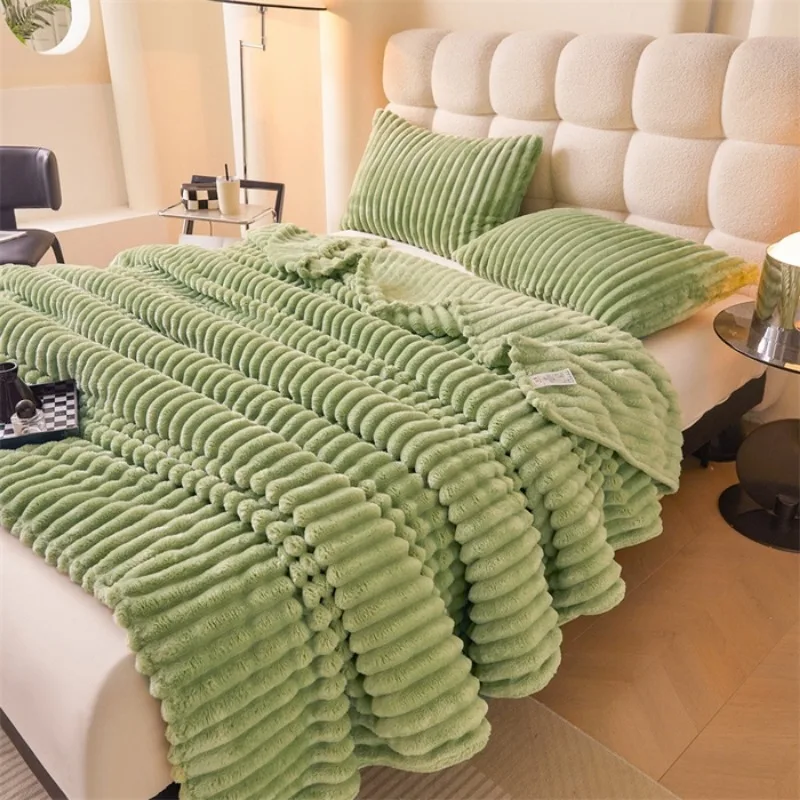 2025 new solid color winter milk fleece blanket coral fleece air conditioner blanket nap sofa blanket, no pillowcase