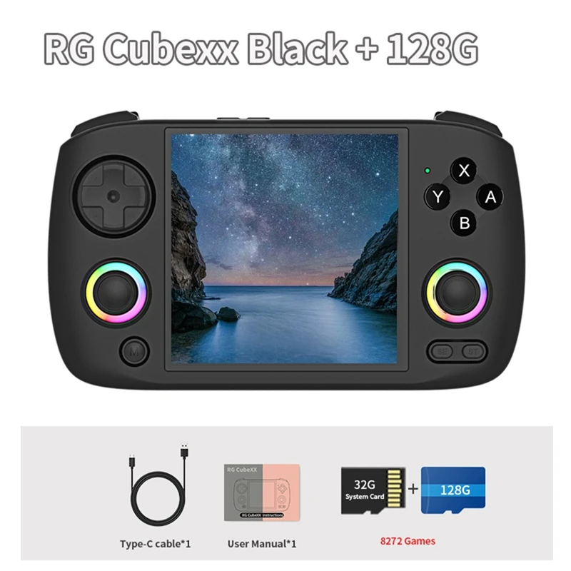 RG Cubexx Retro Handheld Games Console 32G+128G RGB Joystick Video Gaming Player Support WIFI Bluetooth HD TV Connection A