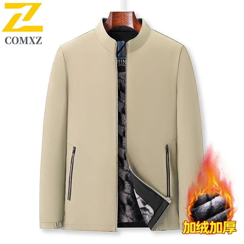 

COMXZ Premium Mens Jacket Thickened Outdoor Travel Windproof Warm Parka Fashion Stand Collar Lightweight Winter New Clothing