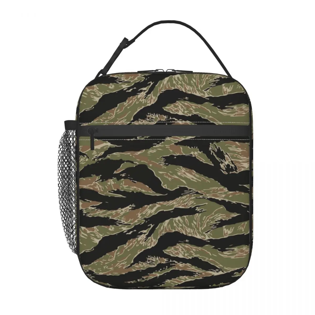 Tiger Stripe Camo Insulated Lunch Bag for Women Portable Tactical Camouflage Thermal Cooler Lunch Box Office Picnic Travel