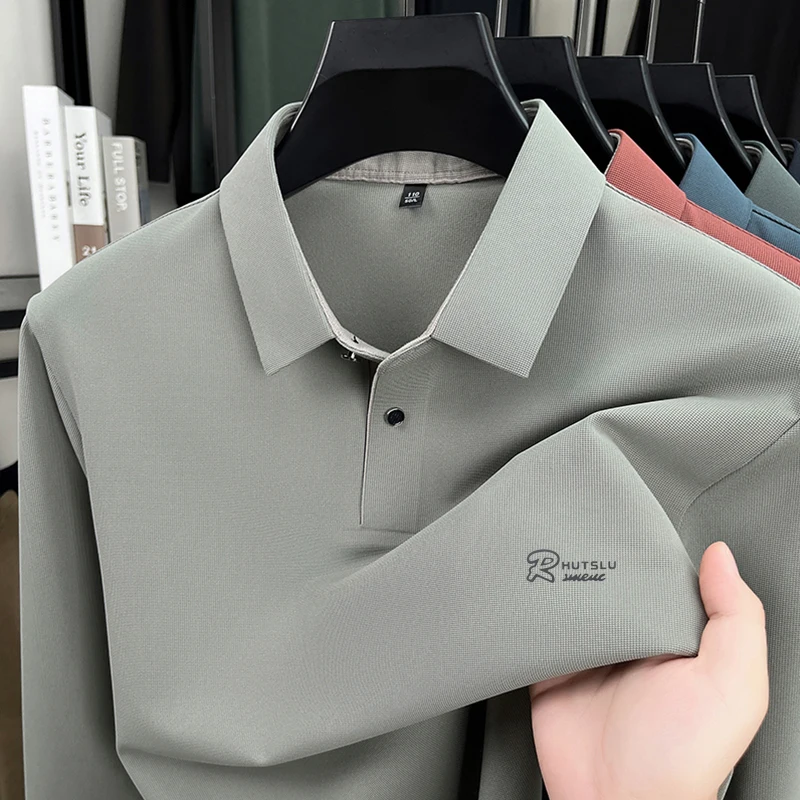 

Hot Sales Autumn New Arrival Men's Lape Polo Shirt Luxury Quality Letter Print Long Sleeve T-Shirt Versatile Business Men'swear