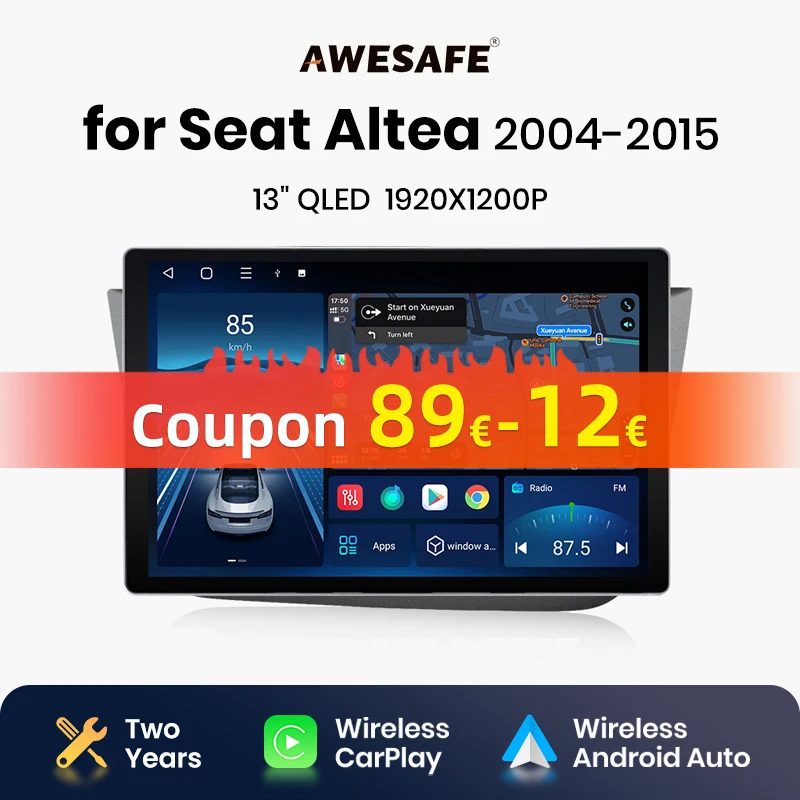 AWESAFE X7 MAX 13.1“ 2K AI Voice Wireless CarPlay Android Auto for Seat Altea 2004 2005-2015 Car Radio  Multimedia autoradio