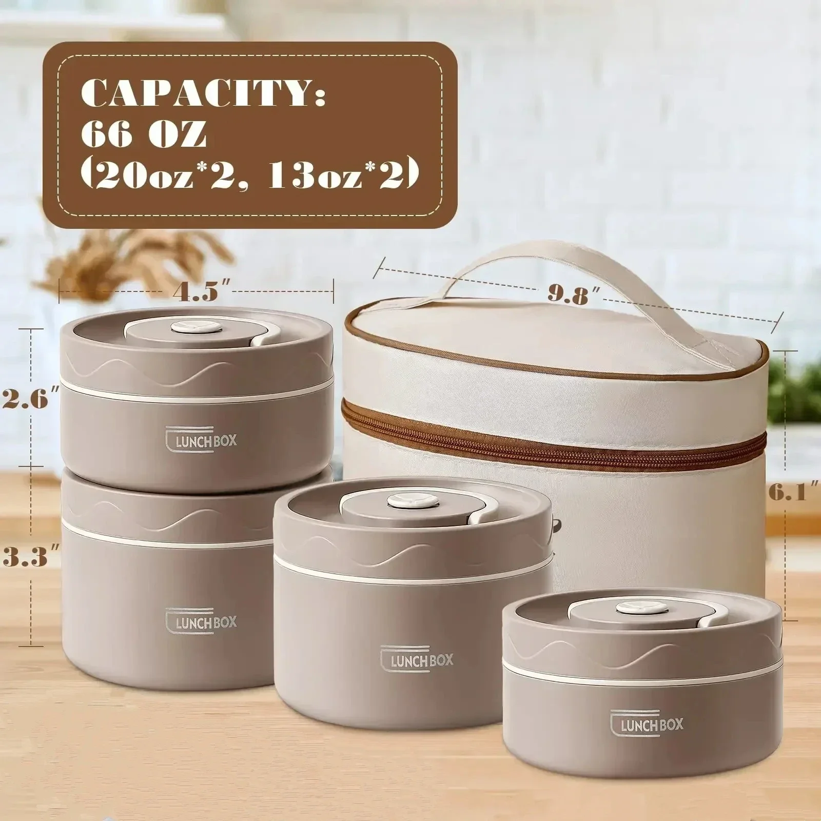 Lunch/Snack Box for Thermal, Stackable 2-Tier stainless steel Insulated Bento Box Set for Adult Kids Men Women