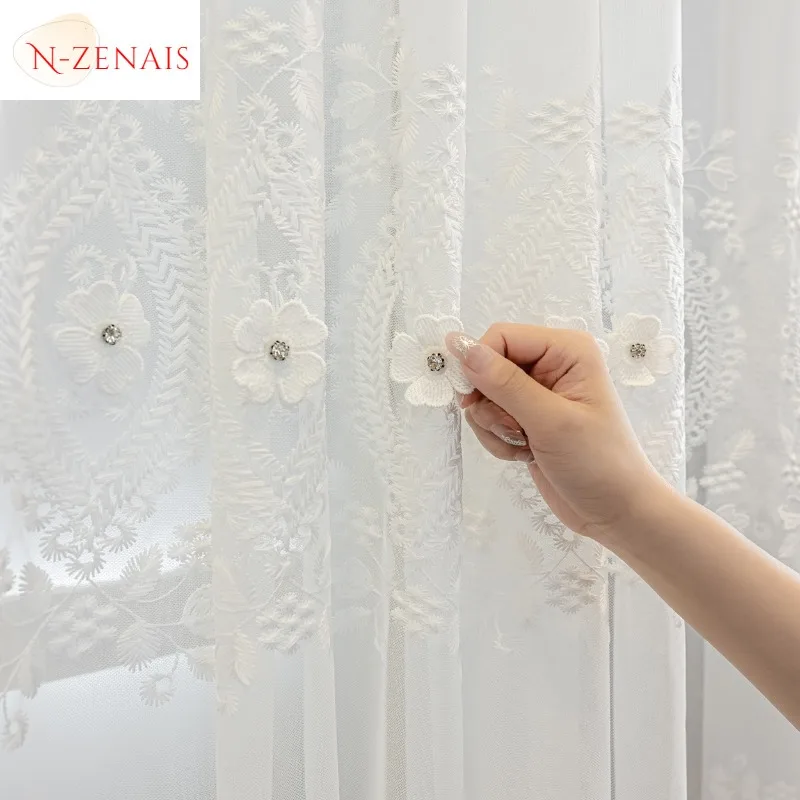 Custom Size！！European Modern Elegant Embossed Hand-made Embroidered Fashion Curtains for Living Dining Room Bedroom Decor Window