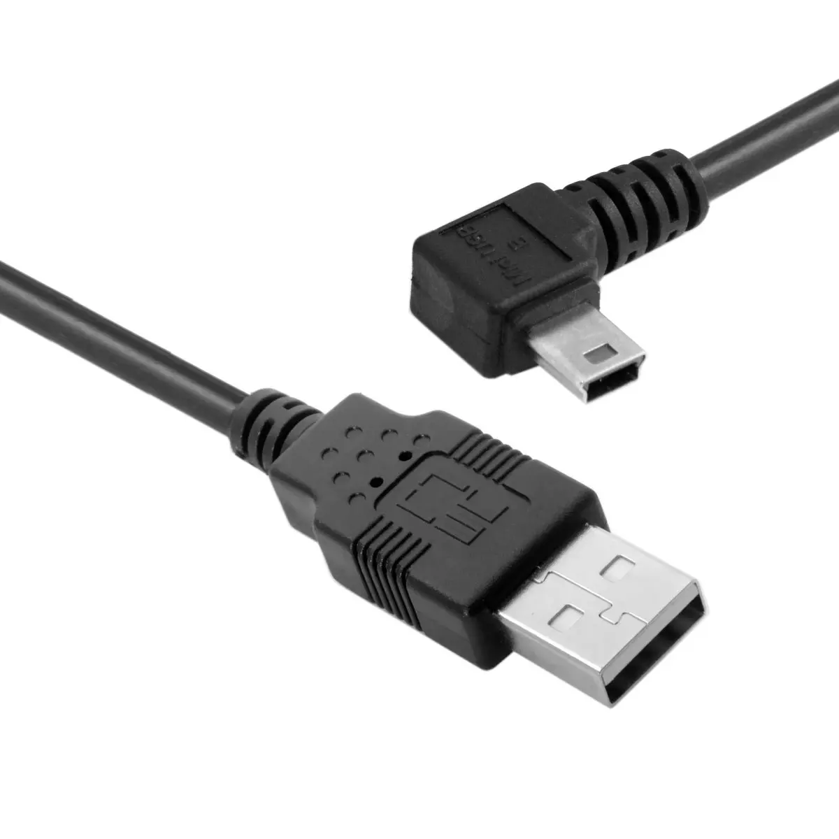 Xiwai Mini USB B Type 5pin Male Left Angled 90 Degree to USB 2.0 Male Data Cable 5 Meters with EMI Ferrite Core