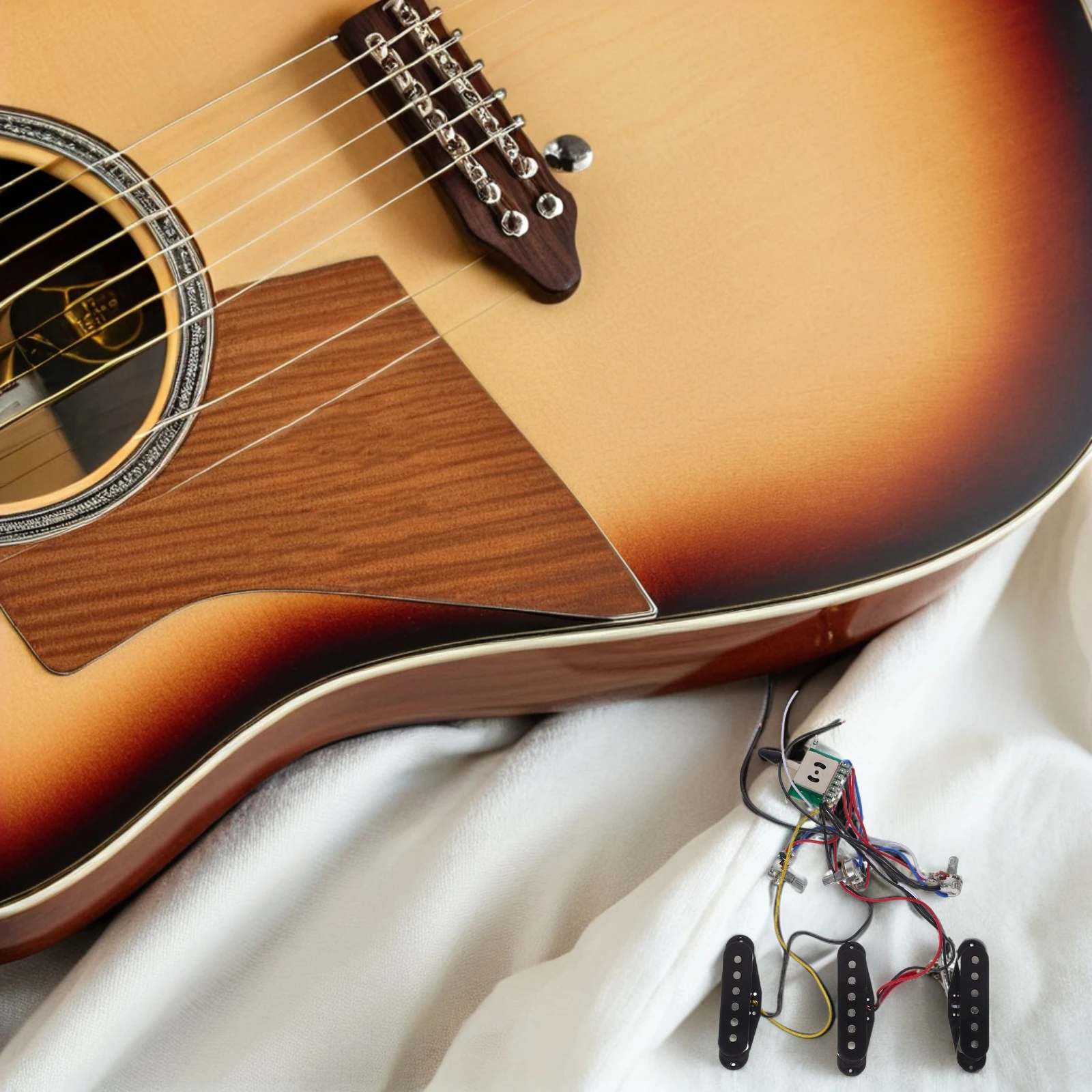 

3Pcs Electric Guitar Wiring Kit Complete Setup with Single Coil Pickups and 500K Potentiometer for Musicians and Performers