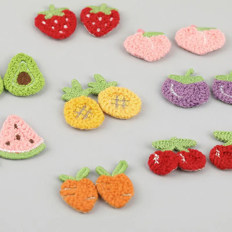 20 Stück wasserlösliche Stickapplikationen mit Fruchtmotiven zum Aufnähen auf Kleidung, Hüte, als Aufnäher, für Kopfschmuck und Haarspangen. – Detail 1