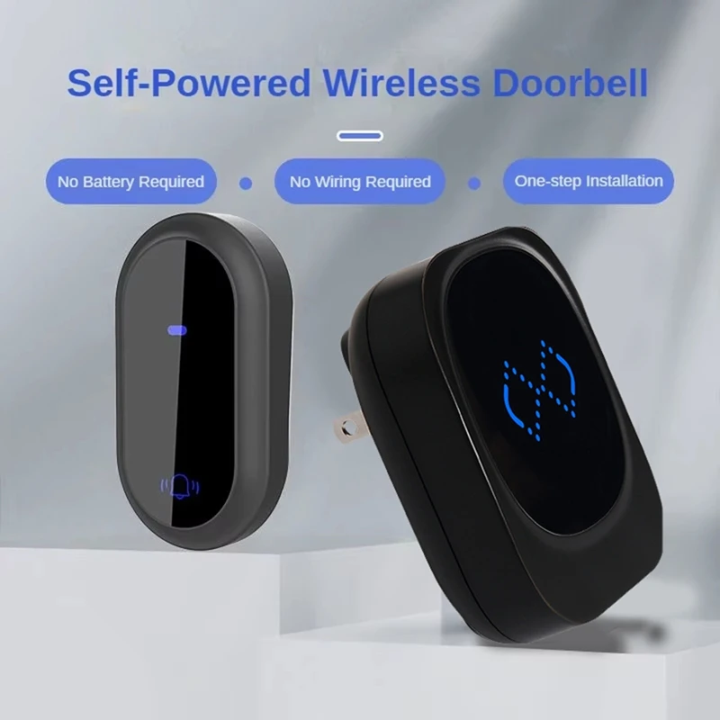 Wireless Home Welcome Smart Doorbell Self-Powered IP68 Waterproof 180M Remote With 38 Songs US Plug