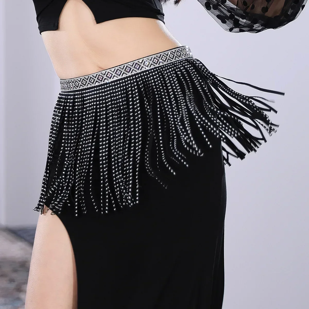 Belly Dance Waist Chain New Tassel Oriental Color Diamond Belt High-End Dance Waist Seal Sexy Rhinestone Dance Chain