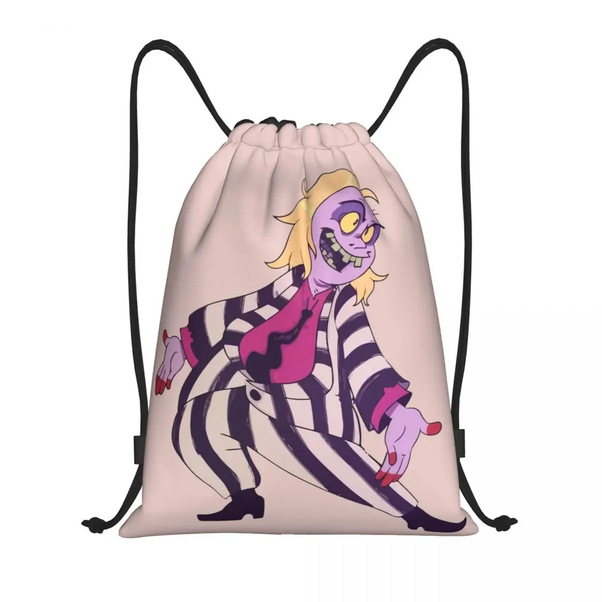 Sacs à dos personnalisés B-Beetlejuices Tim Burton avec cordon de serrage, sacs légers de sport d'horreur d'halloween pour voyager