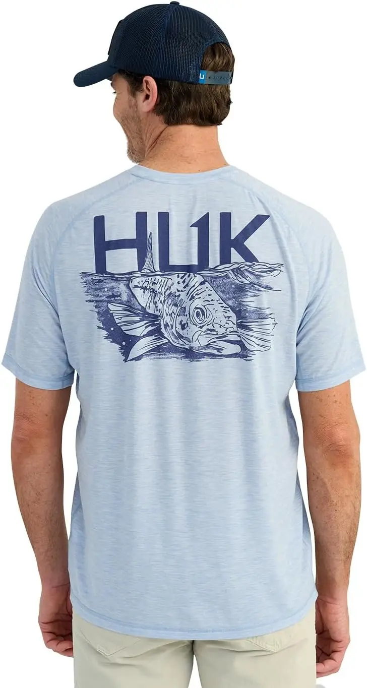 HUK Men's Drift Short Sleeve Lightweight Jersey Crew, Performance Fishing Shirt with UPF Sun Protection