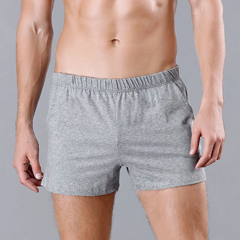 Sexy roupa interior masculina de algodão boxer shorts homme sólido meados de cintura u convexo bolsa cueca respirável macio calças de seta masculina