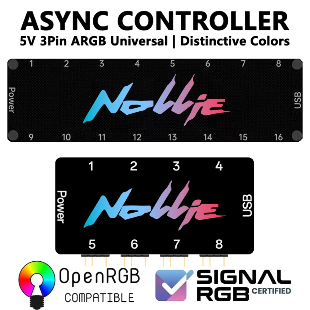 Nollie SignalRGB OpenRGB Universal 5V 3PIN ARGB Asynchronous Controller HUB For Computer PC Case Cooling Fans Light Strip Tools