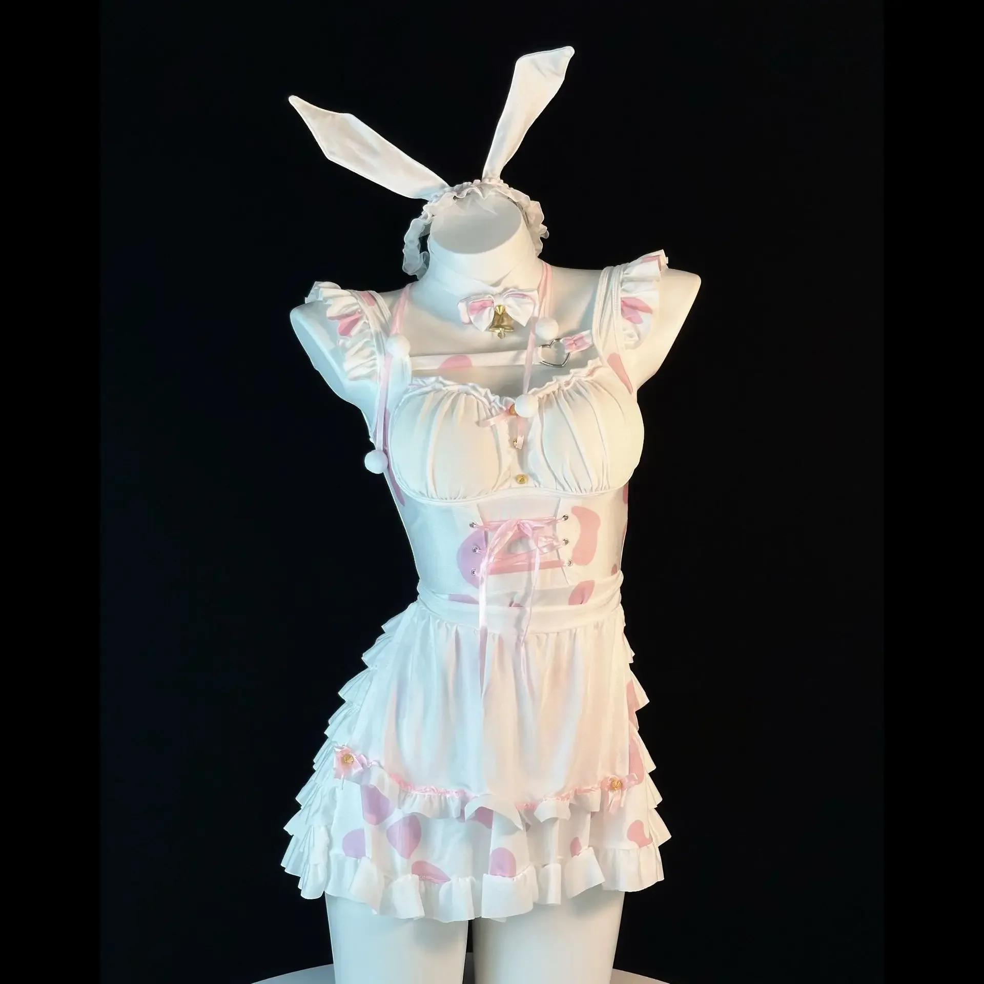 

Cute Sweet Girl Maid Cute Rabbit Cow Costume Skirt Sexy Bunny Girl Dress Maid Set High-End Sleepwear Breathable Casual