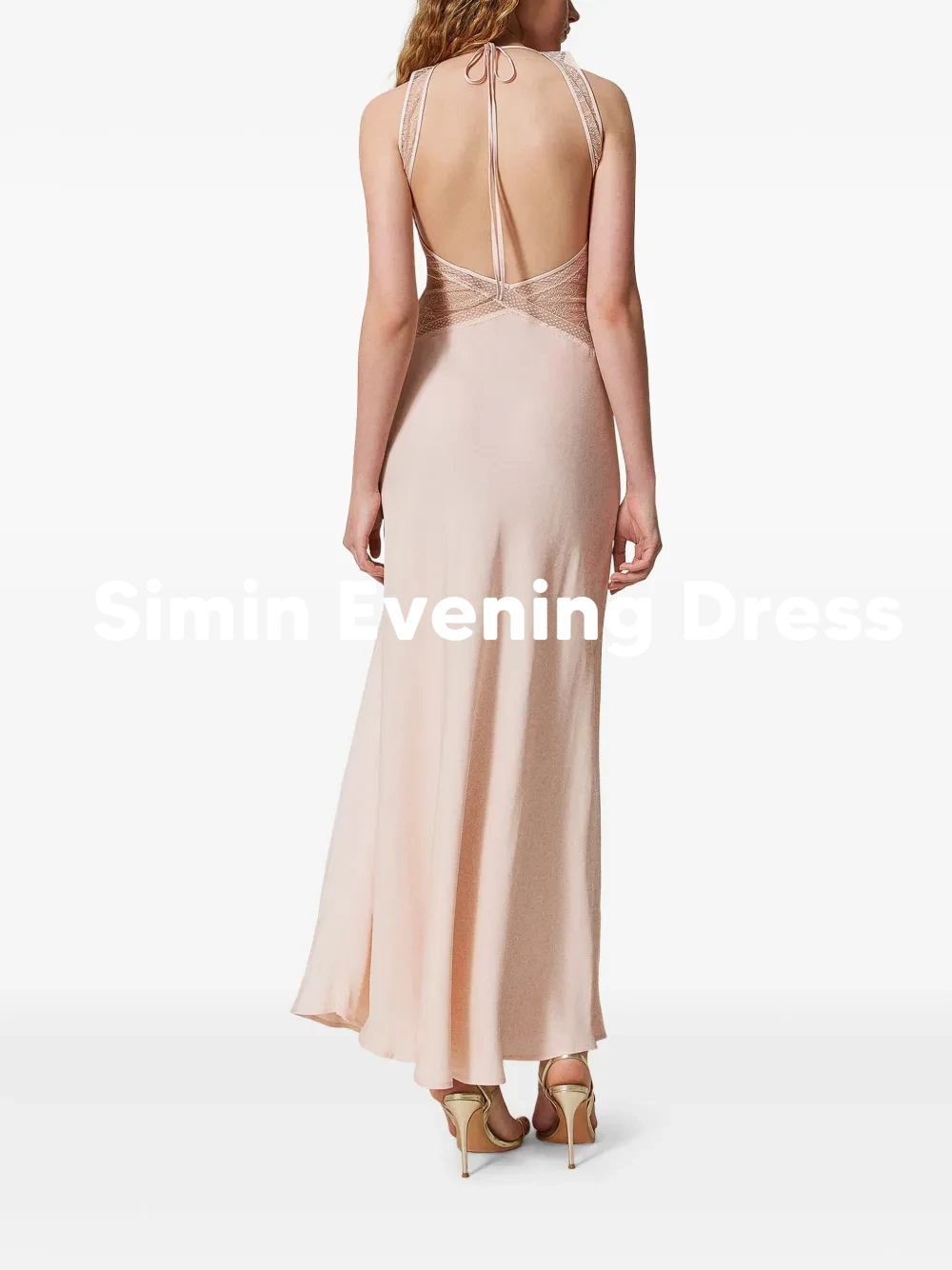 فساتين سهرة بسيطة مخصصة للنساء من Simin بدون ظهر من الدانتيل حورية البحر مع أكمام بطول الكاحل فساتين حفلات أنيقة 2026