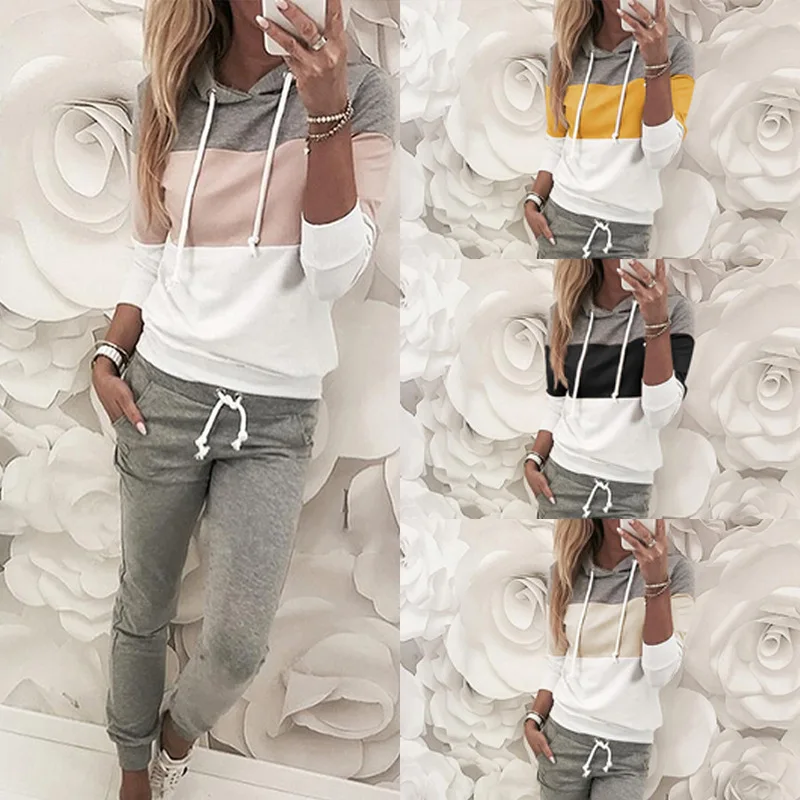 2 Pieces Set Women Autumn Style 2021 New women's Clothing long-sleeved Casual Fleece Suits Sports Set Dropshipping ZXP9621