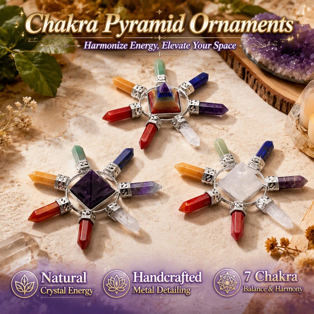 VGDS Natural Stone Hexagonal Column Pyramid Chakra Ornament Decorative Gemstone Crafts for Home Jewelry Display