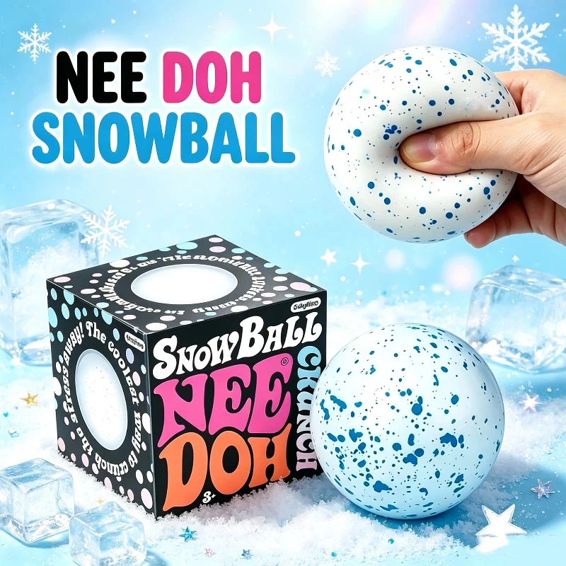 Needoh Snow Ball Crunch Squishy Fidget Sensory Toy Anxiety Relief Stress Ball For Autism Non‑toxic Soft Squishy Squeeze Toys