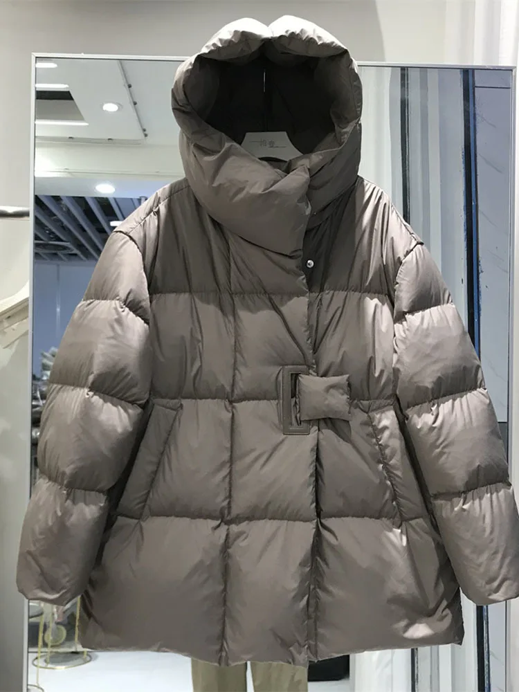 Winter White Duck Down Jacket Women 2024 Fashion Female Thick Warm Fluffy Parkas Loose Oversized Puffer Coat Outwear