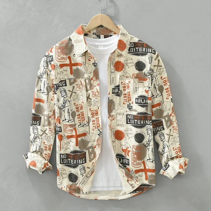 

Spring Summer Men's Long Sve Printed Casual irt Thin Design fiti Couple Sunscreen Loose Fit Youth Faion Geometric ...