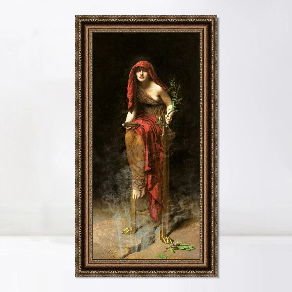 John Collier - Priestess of Delphi , Art Print Canvas Poster, Living Room Decor, Home Wall Picture