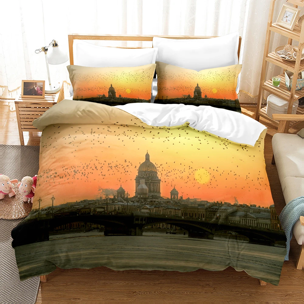 3D Printed Russia Moscow Scenery Bedding Set Down Quilt Cover With Pillowcase Double Complete Queen King Bedding