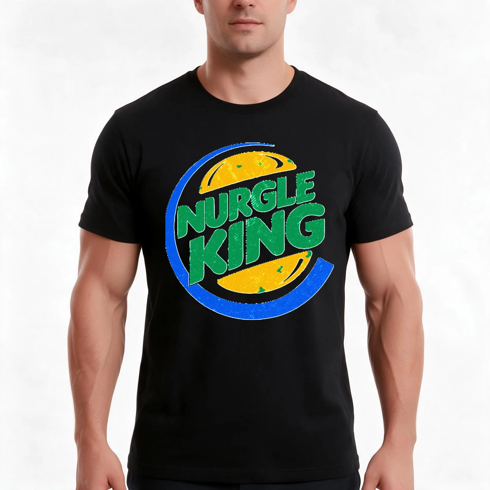 Nurgle King T-Shirt, Summer Casual Cotton Tee, Oversized Streetwear Tops, Vintage Graphic Print, Loose Fit Short Sleeve