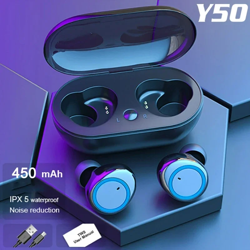 Original TWS Y50 Air Pro Earbuds Wireless Bluetooth Headset with Mic Touch Control Bluetooth Earphones Wireless Headphones