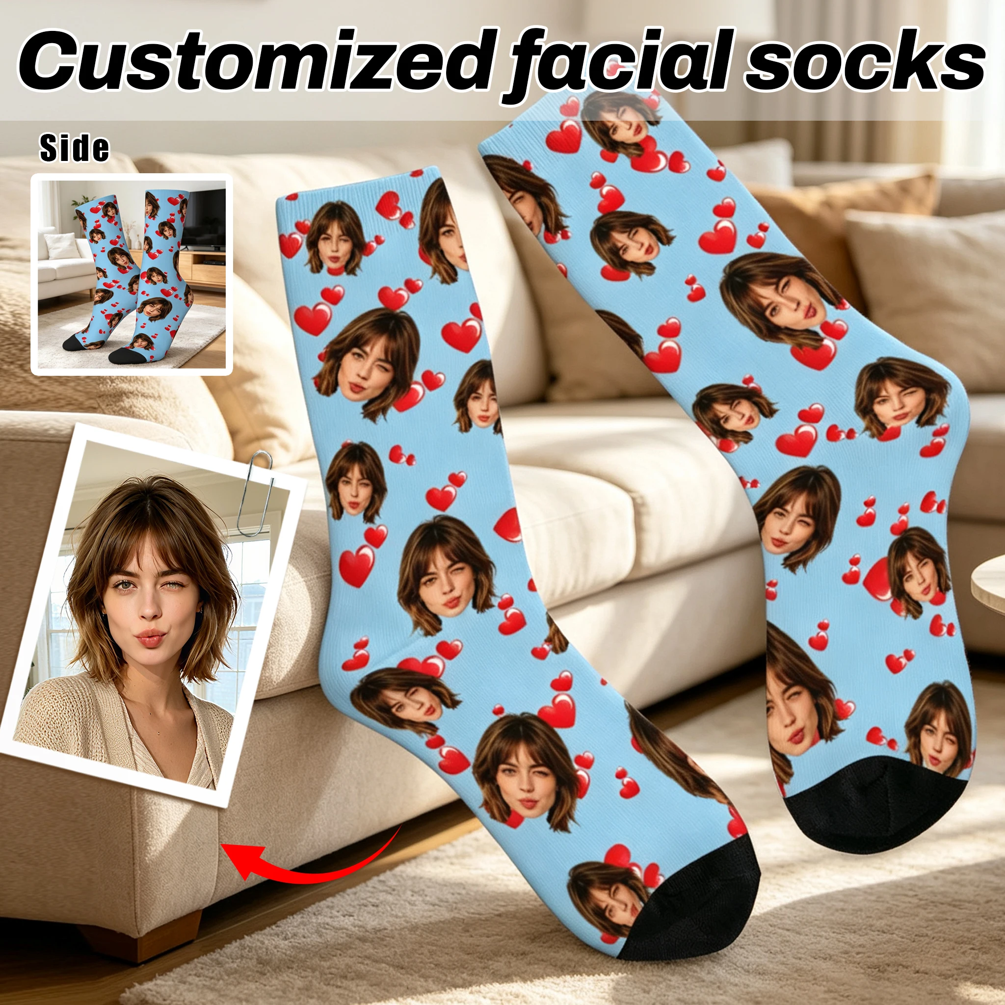 Custom Face Socks Personalized Photo Socks Customizable Funny Socks with Your Picture  Available Unique Gift for Couple